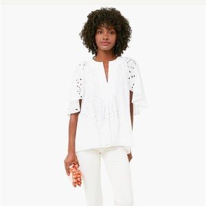 Tuckernuck Cameran Eubanks Wimberly Finley Flutter Sleeve Top White size Small